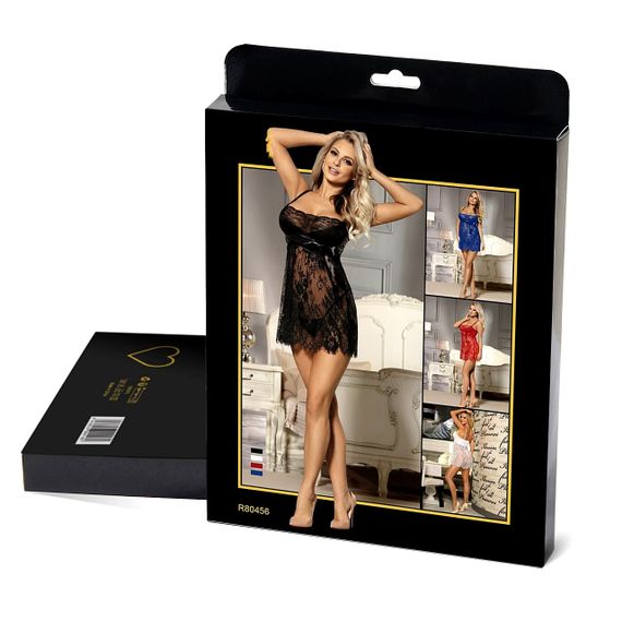 Пеньюар зі стрінгами Star Night з мереживом, чорний, M-L Sex Aura | Зображення 4