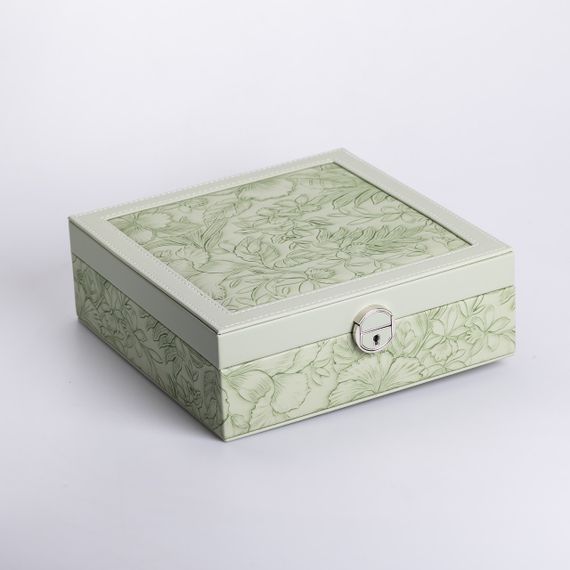 Скринька для прикрас з еко шкіри 2 яруси із замком органайзер для ювелірних виробів