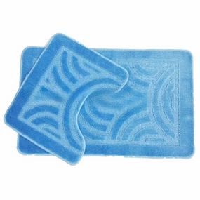 АКЦІЯ Набір килимків для ванної 2шт 40*50см+50*80см Орнамент Econom синій + Фіранка PEVA Дариана