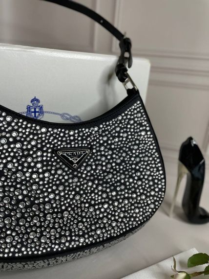 Женская сумка Prada Cleo satin bag wit crystals  wb033 | Зображення 1