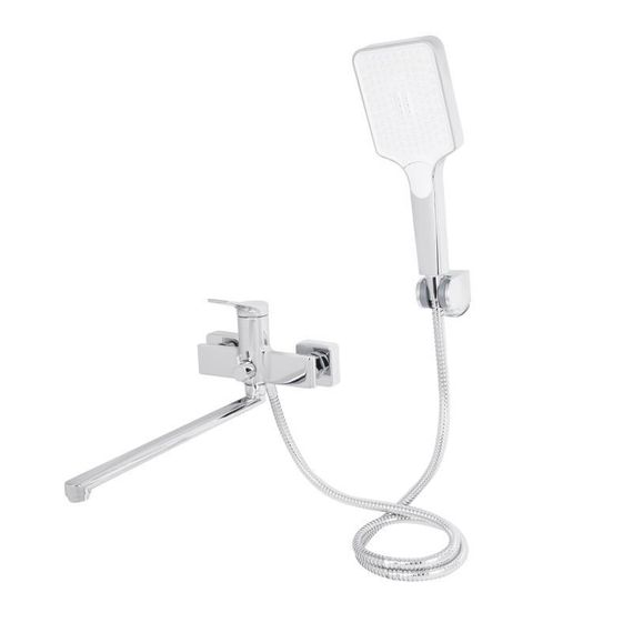 Змішувач для ванни Qtap Arvin з довгим поворотним виливом і душовим гарнітуром QTARV260CRM48641 Chrome | Зображення 2