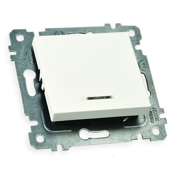 Механізм вимикача 1 кл, 10 А, зі світловим індикатором, RITA, Mutlusan, білий, (арт.47-00-60)