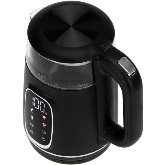 Електрочайник Adler AD 1305 black silver 1850-2200Вт/ 1.7л/ скло/ встановлення температури/ | Зображення 2
