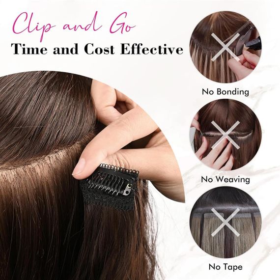 Накладне волосся пасма на кліпсах 60 см, 4 шт, довге хвилясте шоколадно-коричневе мʼяке, треси для нарощення обʼєму | Зображення 3