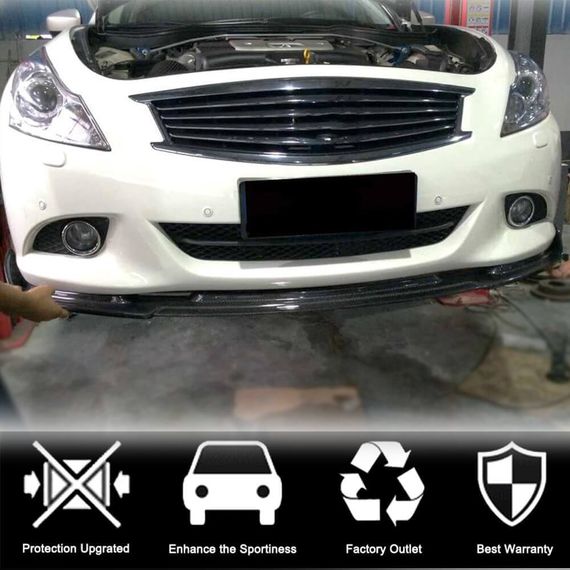 Накладка на передний бампер Lip (для G37 SD 2009-2013, Карбон) для Infiniti G25/G35/37 (V36/CV36) | Зображення 1