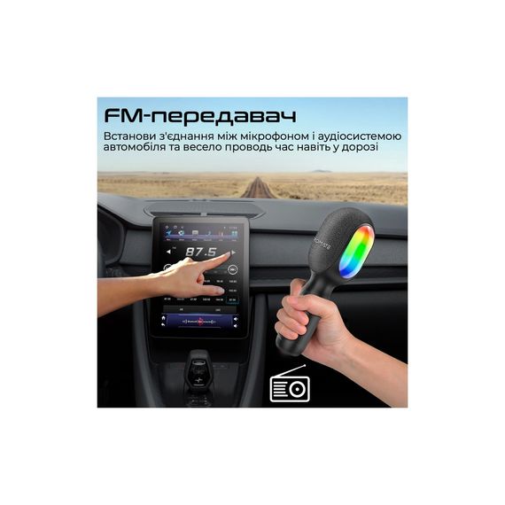 Мікрофон Promate VocalMic Bluetooth 2 x AUX LED Black (vocalmic.black) | Зображення 7