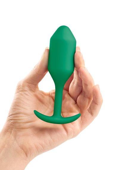Анальна пробка із зміщеним центром ваги B-Vibe Snug Plug 2, силіконова, зелена Sex Aura | Зображення 3