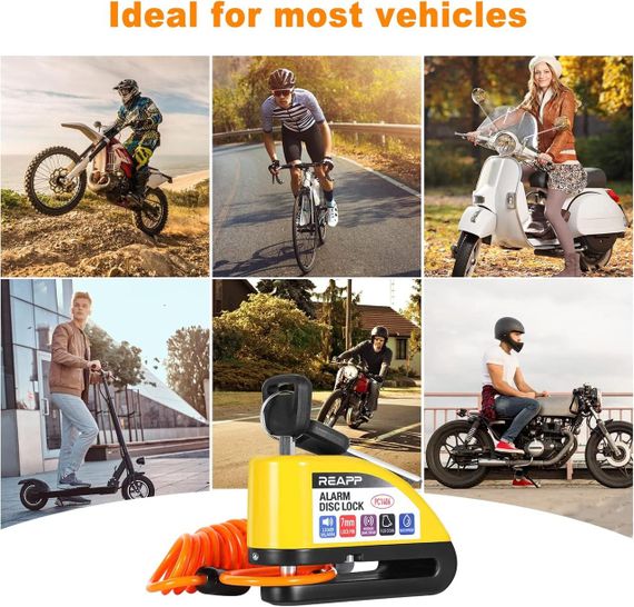 Замок REAPP із сигналізацією для дискових гальм мотоцикла, мопеда, велосипеда — надійний захист і гучний сигнал 110 дБ | Зображення 2