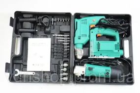 Набор инструментов 3в1 Дрель, Лобзик, Болгарка с набором сверл и бит