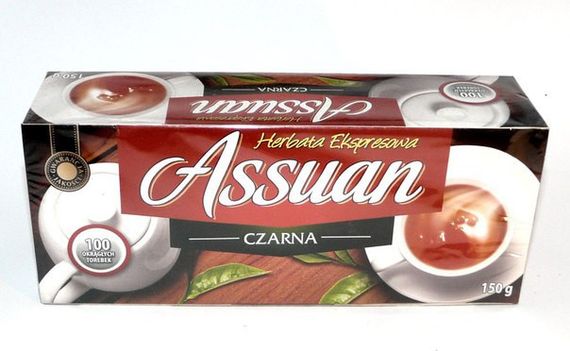 Чорний чай в пакетиках без добавок Assuan Czarna, 150г, Польща