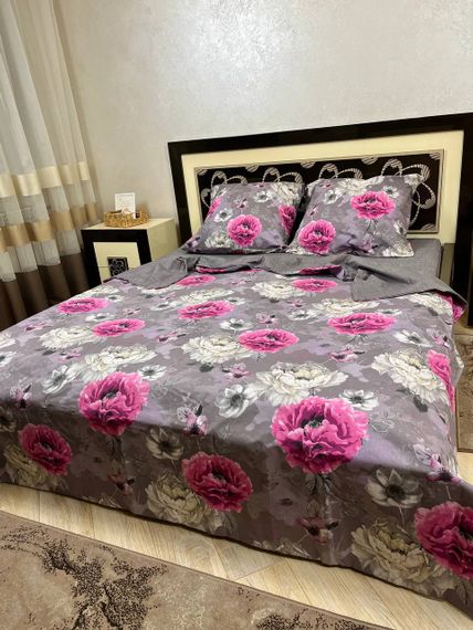 Комплект постельного белья Soft евро 200х220 см цветы Пионы | Зображення 1