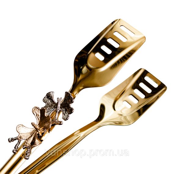 Щипці кухонні металеві 21.5×5 (см) кулінарні щипці для м'яса, риби, гриля кухарські щипці Золотистий HP-8-62 | Зображення 1