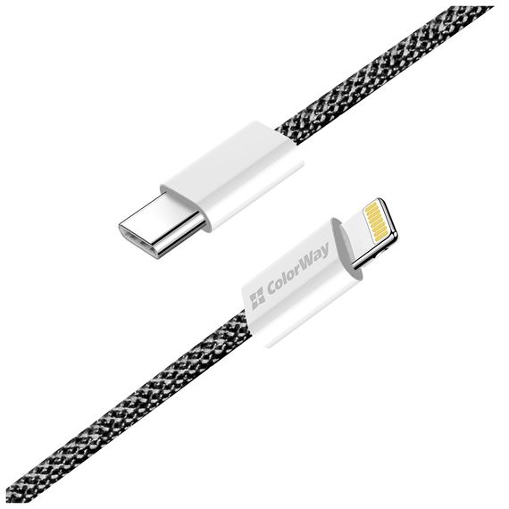 Дата кабель USB-C to Lightning 2.0m (PDF Fast Charging 27W) black ColorWay (CW-CBPDCL068-BK) | Зображення 3