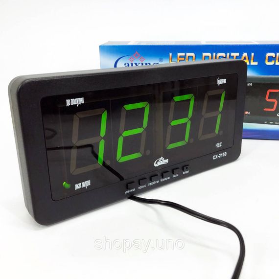 Настільний годинник з яскравим світлодіодним led дисплеєм Caixing CX 2159 12В 220В AH-83 | Зображення 5