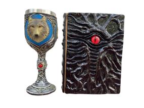 Подарунковий набір Келих 3D Вовки та Блокнот 3D «Книга, що дивиться у відповідь»