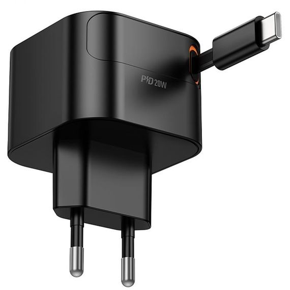 МЗП Hoco C153A Changer With Retractable Cable Type-C PD20W Black | Зображення 4