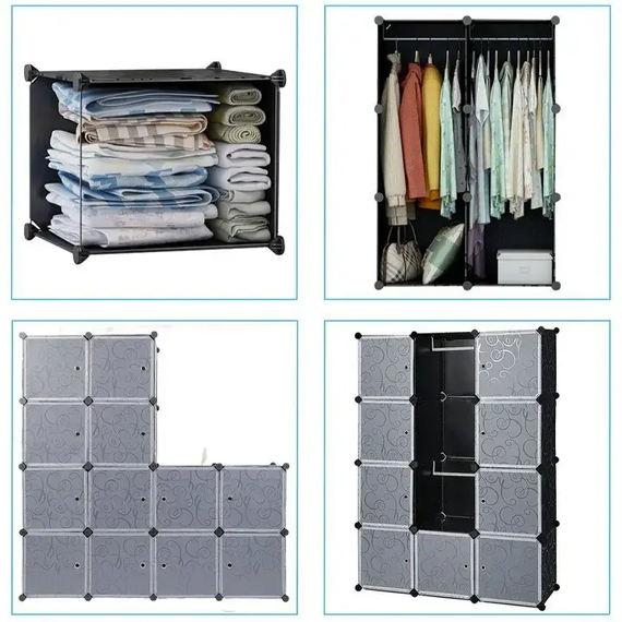 Пластикова складана шафа Storage Cube Cabinet 12 секцій | Зображення 3