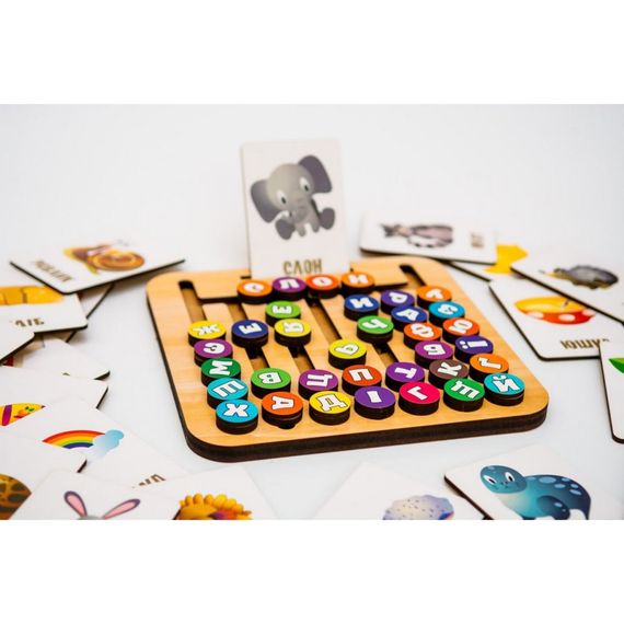 Деревянная игрушка монтессоры "Азбука лабиринт" Puz-72859, 25 карт 35 букв | Зображення 3