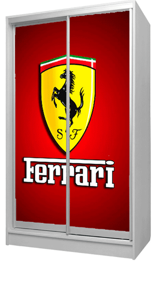 Шкаф купе 2Д двухдверный Ferrari 34, выбор цвета корпуса и рисунка | Зображення 1