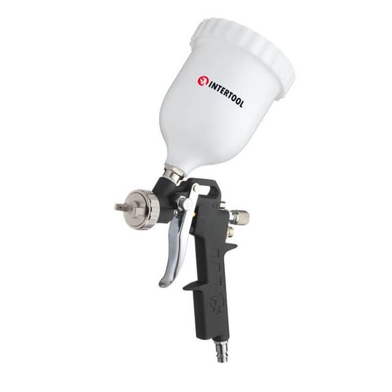 Фарбопульт пневматичний HP, форсунка 1.5 мм, верхній пластиковий бачок 600 мл, 3 регулювання, 5bar INTERTOOL1