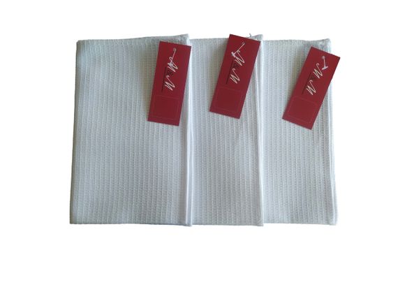 Набір кухонних рушників вафельних 3 шт М&М 20х45 см Білі (213739) | Зображення 2