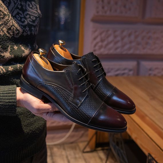 Чорно-бордові туфлі для чоловіків 39 розмір | Зображення 5