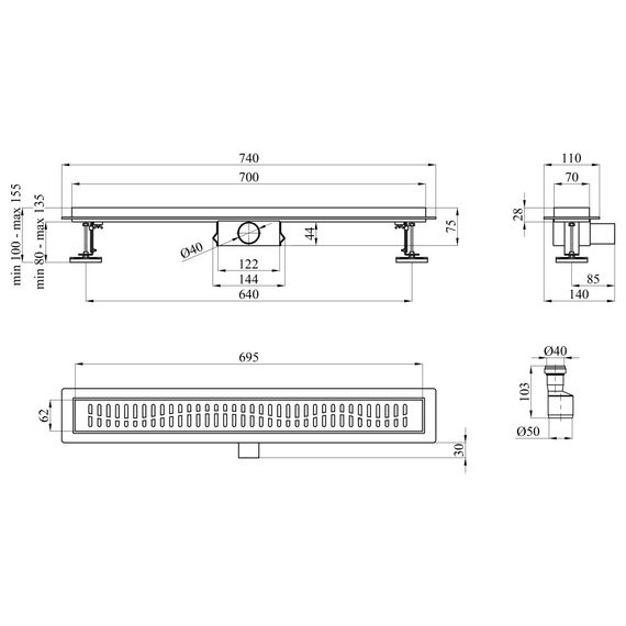Линейный трап Kroner KRP Eifel W70 Welle с сухим затвором (CV034163) | Зображення 4