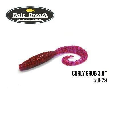 Силиконовая приманка, Съедобный силикон Bait Breath Curly Grub 3,5" (10шт) (Ur29  Chameleon／Red・seed)