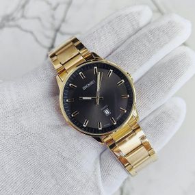 Мужские кварцевые наручные часы Skmei 1878 Gold/Black