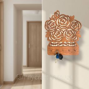 Настенная ключница из дерева Деревянный органайзер для ключей Держатель для хранения Персонализация