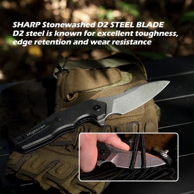 Нож Hightron Mini Ventura, D2, G10, чорний, сталевий stonewash клинок (HK05BLKS) | Зображення 2