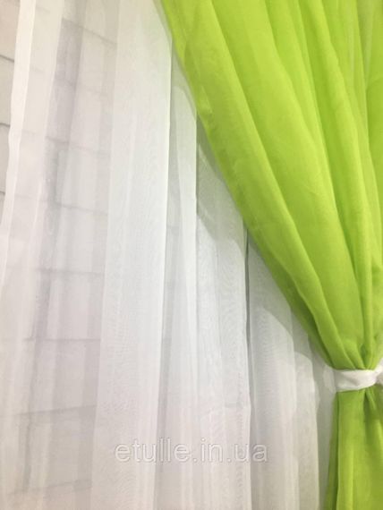Готова салатова коротка пошита тюль фіранка для кухні, веранди, вітальні | Зображення 4