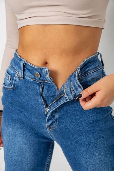 Джинси жіночі Mom-fit стрейч, колір синій, 244R1133 | Зображення 4