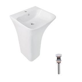 Комплект Qtap Crow: Раковина напольна моноблок 445x420x840 мм White + Донний клапан PU02O