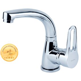 Змішувач HL Ø35 для раковини гусак вигнутий на гайці AQUATICA (HL-1A230C) 9734000