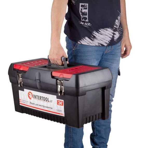 Ящик для інструментів з металевими замками, 24", 610*255*251 мм INTERTOOL BX-1024 | Зображення 5
