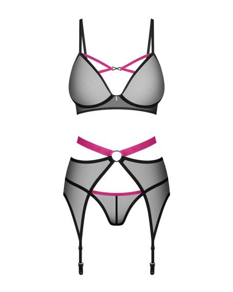 Комплект с поясом для чулок Obsessive Novenes set Черный M/L | Зображення 3