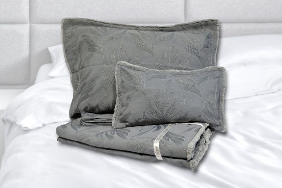 Покривало з бахромою Kayra 240х260 см. Carina сіре | Зображення 4