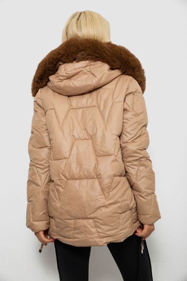Куртка женская зимняя короткая, цвет бежевый, 244R865 | Зображення 3