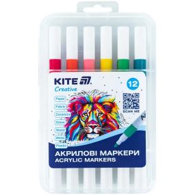 Набір акрилових маркерів Kite K-1156 12 кольорів Різнокольоровий shop (4063276226129)