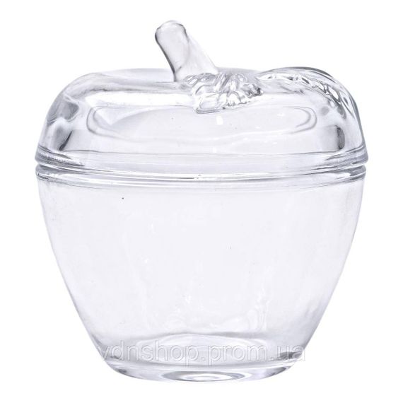 Конфетница с крышкой Ø 9.5 см ваза конфетница круглая стеклянная в форме яблока HP-4-101 | Зображення 1