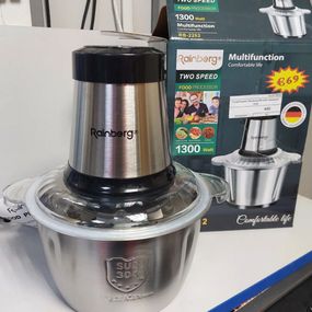 Блендер rainberg Food Processor подрібнювач кухонний 1000W металева чаша на 2 л чопер