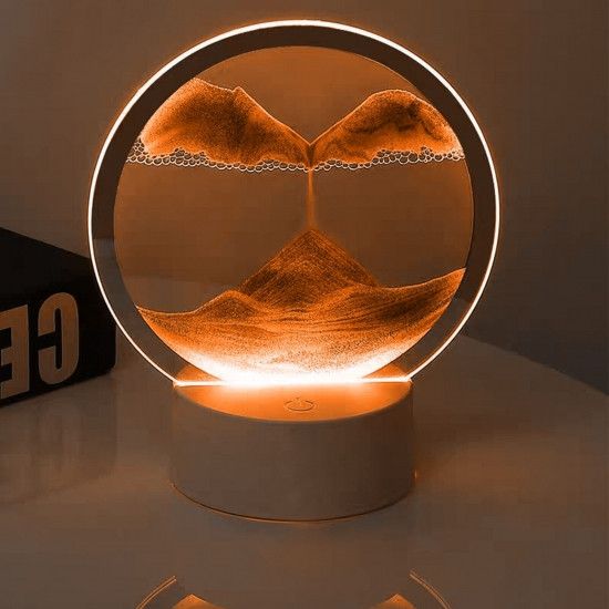 Ночник 3D зыбучие пески с Led подсветкой 7 режимов золотой песок | Зображення 4