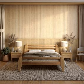 Двоспальне дерев'яне ліжко Mebigrand Мілан Горіх світлий 160х200 см (MBG-6310)