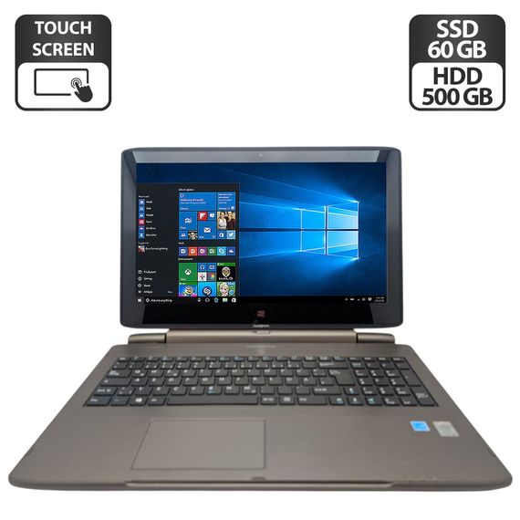 Ноутбук Medion S6214T / 15.6" (1366x768) TN Touch / Intel Pentium N3520 (4 ядра по 2.1 - 2.4 GHz) / 4 GB DDR3 / 60 GB SSD + 500 GB HDD / Intel HD Graphics / WebCam б/у