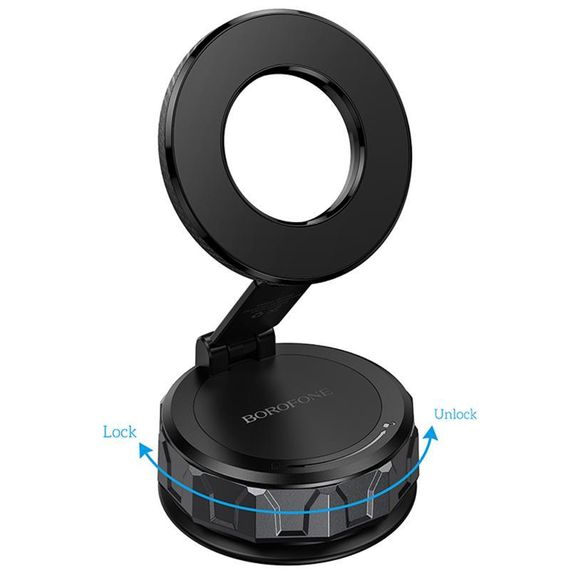 Автотримач Borofone BH140 Gloria Vacuum Suction Magnetic (center console) Black / Metal gray | Зображення 3