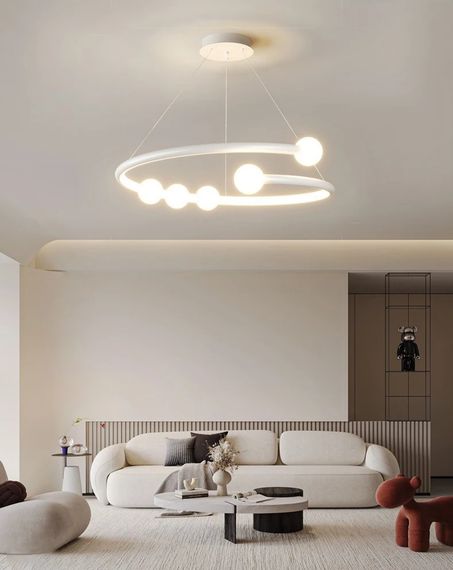 Люстра світлодіодна підвісна LED світильник для квартири на стелю лед 27560 Білий 25-90х60х60 см. | Зображення 9