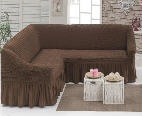 Чехол на угловой диван с оборкой, накидка на диван