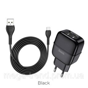 Адаптер мережевий Hoco Type-C cable Highway C77A |2USB, 2.4A|