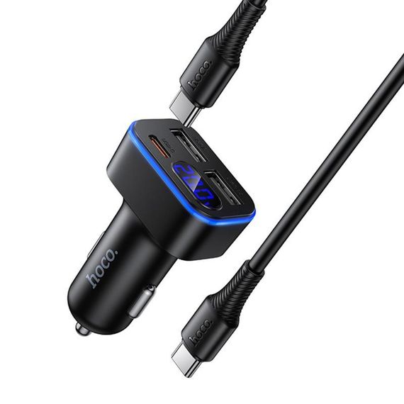 АЗП Hoco Z63A Barry PD42W+QC3.0 (2USB-A/1C) + кабель Type-C to Type-C Black | Зображення 4